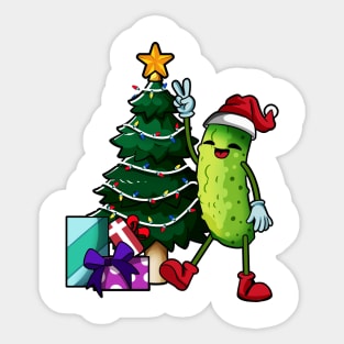 Cartoon Christmas cucumber Sticker